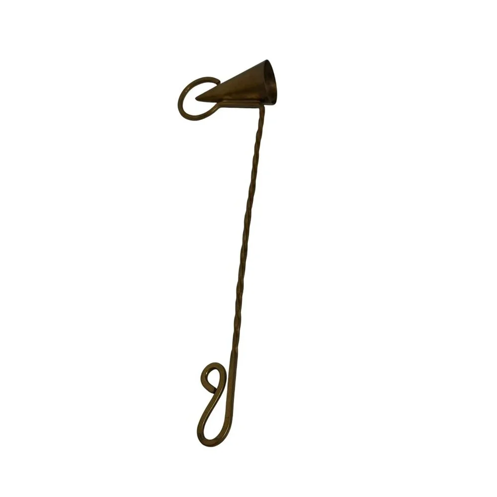 VTG Brass Twisted Candle Snuffer Decorative Loop Hook Handle Cone Shaped Cup 8